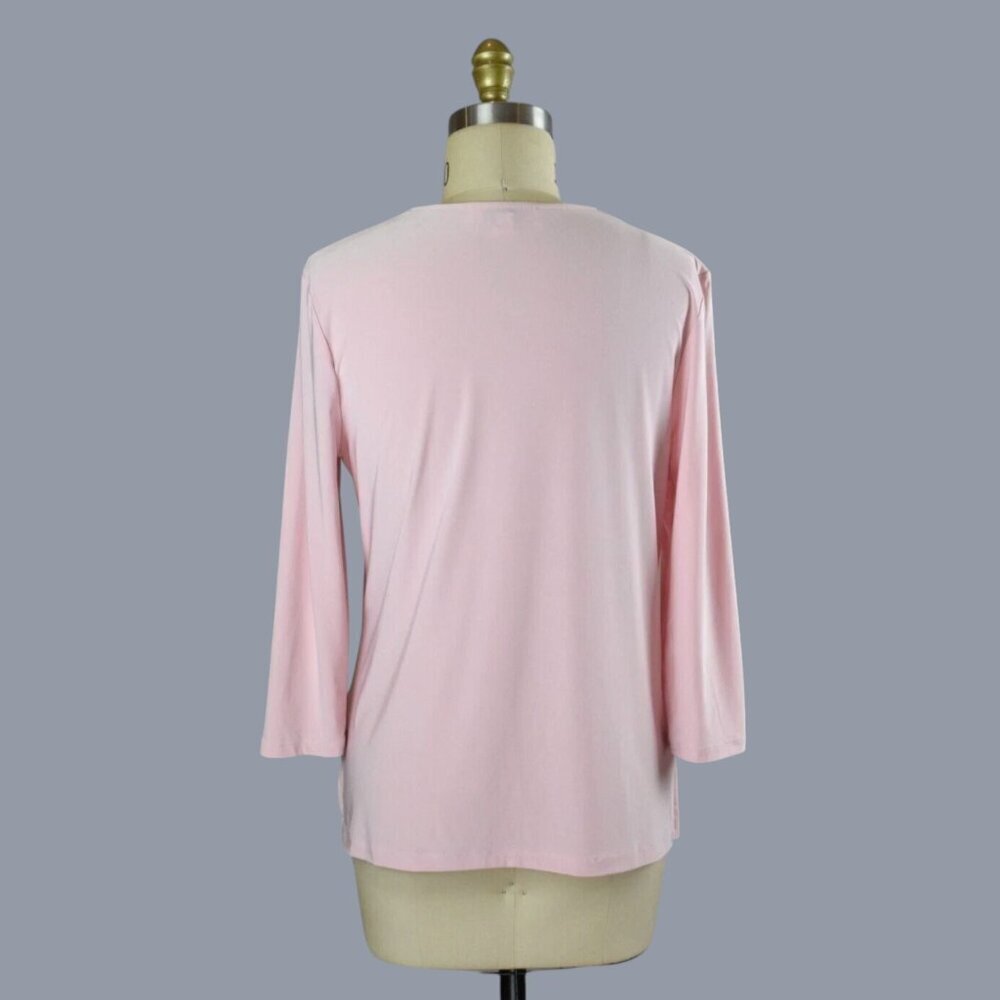 JEAN-PIERRE KLIFA LIGHT PINK V-NECK LONG SLEEVE TOP - Picture 4 of 6